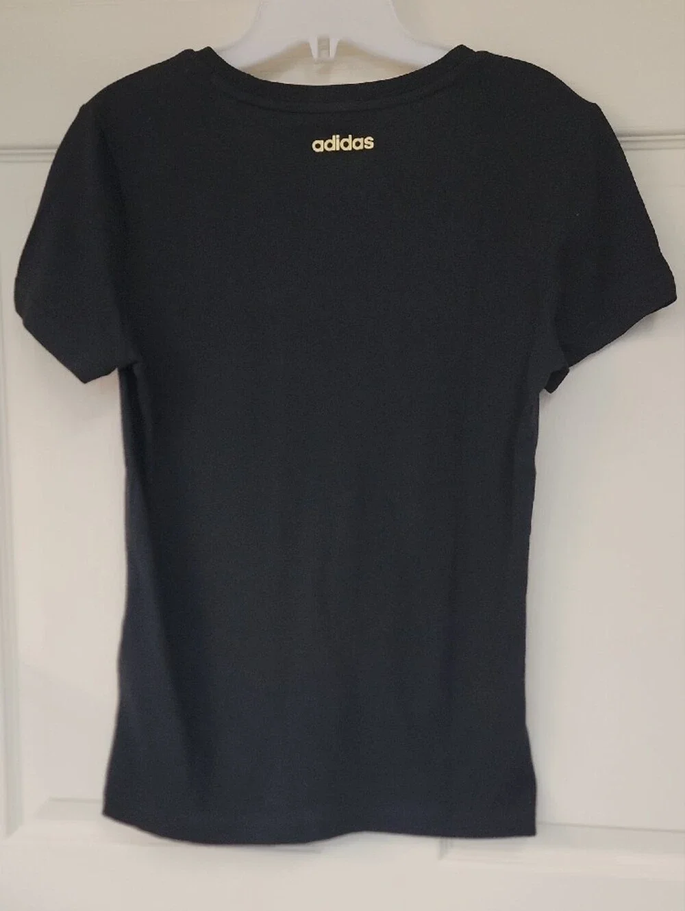 adidas Black Tee with Rainbow Logo and Yellow Butterfly Accents